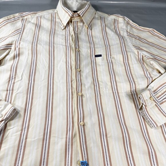 Corneliani Button Down Dress Shirt Mens Italy Cotton Striped Long Sleeve Top - Picture 2 of 16